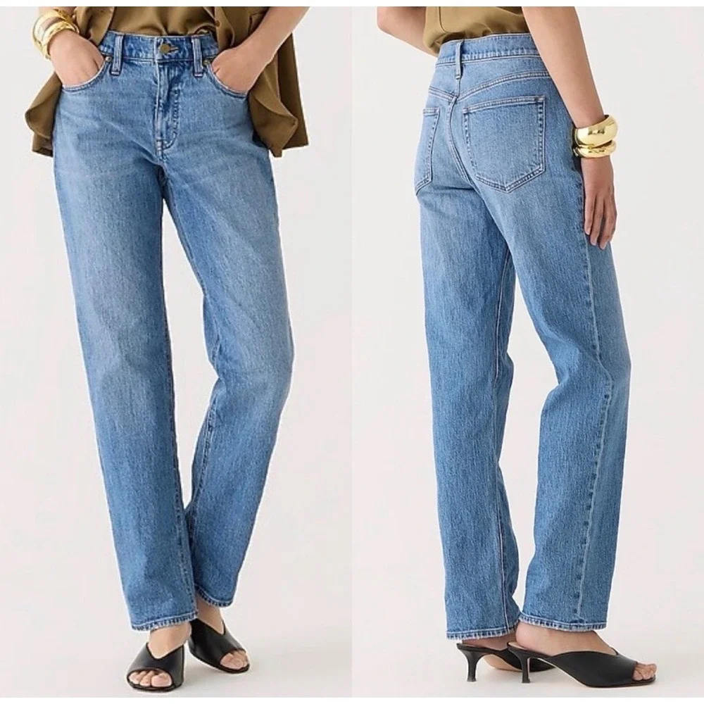 J.Crew Mid-Rise 90s Classic Straight Jeans Womens 31 Blue Pheasant Wash Retro - Picture 1 of 13